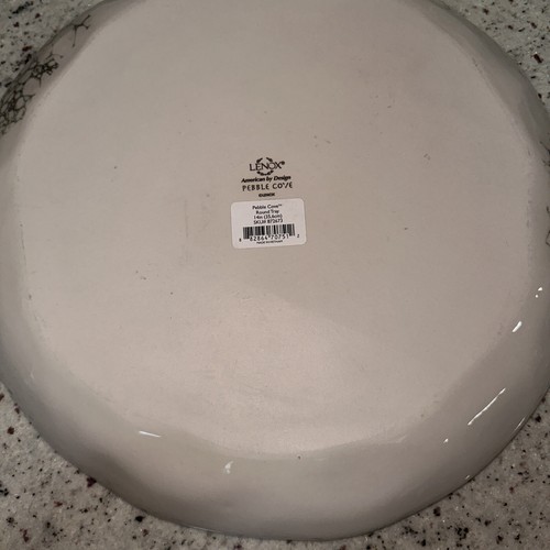 LENOX PEBBLE COVE 1pc 14” PLATTER/TRAY ROUND SERVING BLACK BNWOB. BEAUTIFUL - Picture 8 of 9