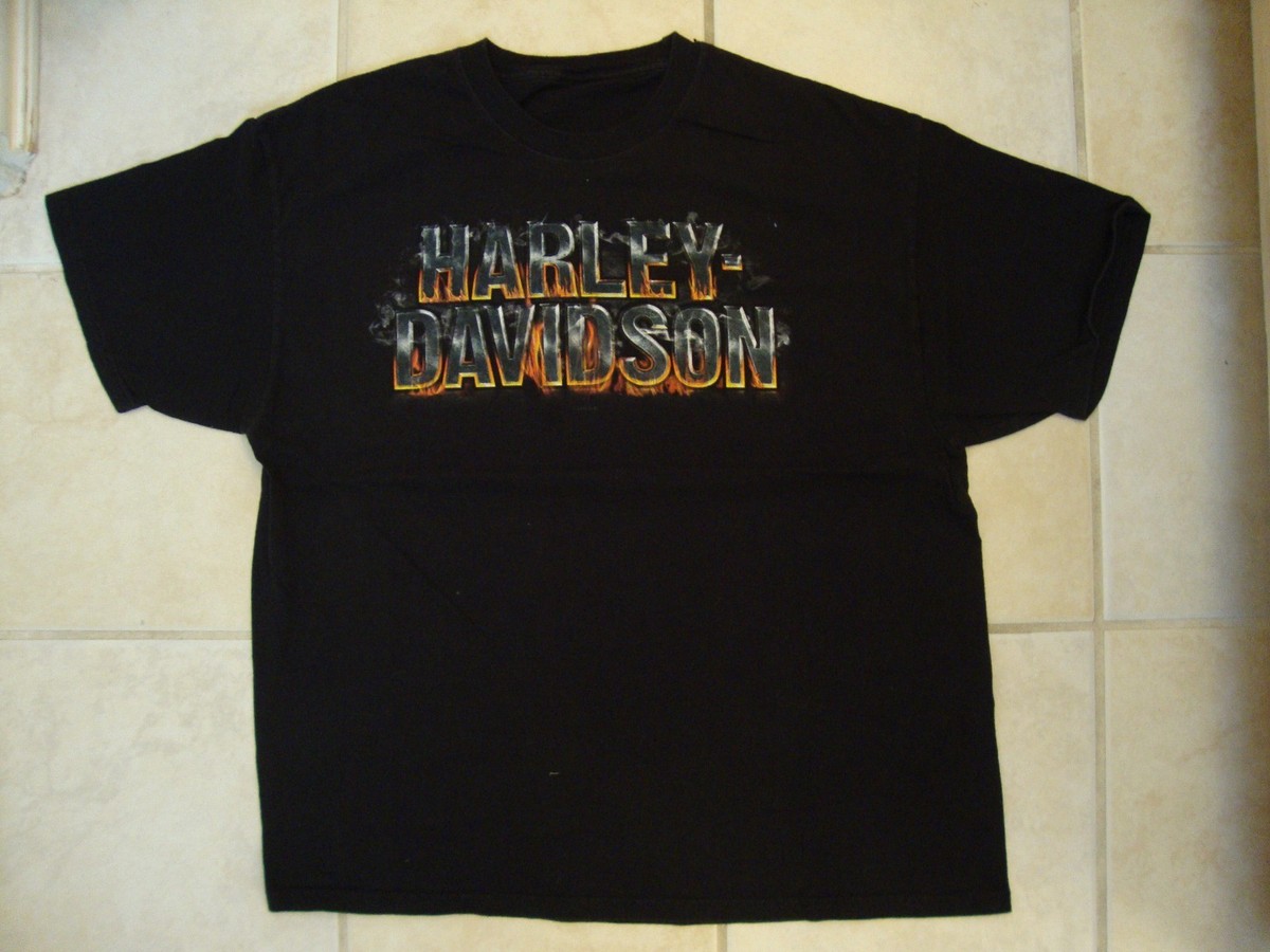 【USA製】HARLEY-DAVIDSON ロンT シカゴ XL ダメージ有 Harley-Davidson Motorcycles Chicagoland 4th of July Black T