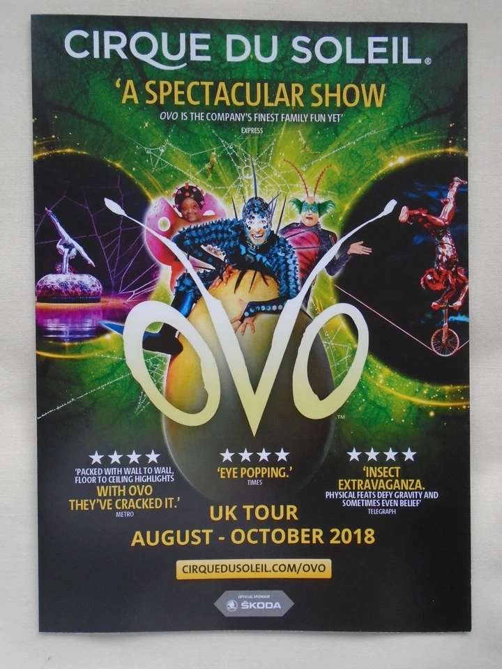CIRQUE DU SOLEIL Live Circus Event "OVO" 2018 UK Arena Tour Promo tour flyer
