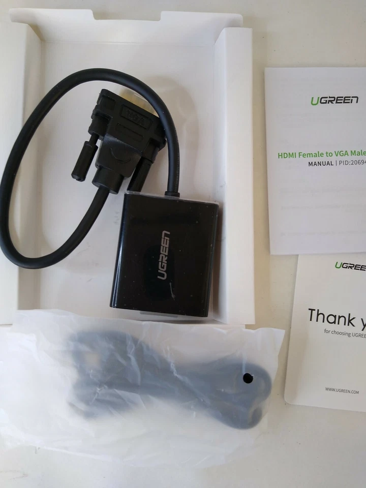 UGREEN 20694 Active HDMI - VGA Adapter 3.5mm Audio Jack Converter Fr TV Stick PC - Image 2 of 3