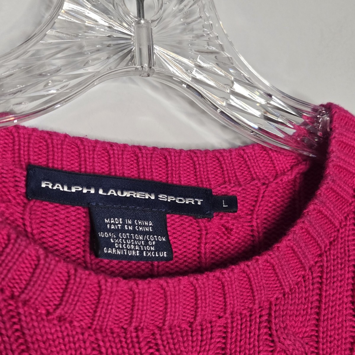 Ralph Lauren Sport ピンクセーター XS ケーブルニット コットン セーター （ニット・セーター）｜POLO