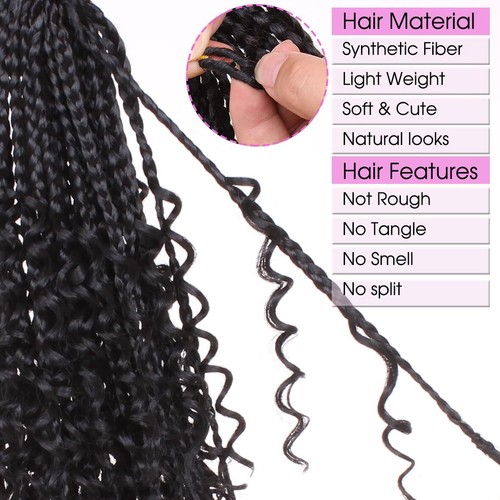 18 Inch Goddess Box Braids Crochet Hair 8 Pack Bohemian Hippie Box Braids Cro... - Picture 4 of 6