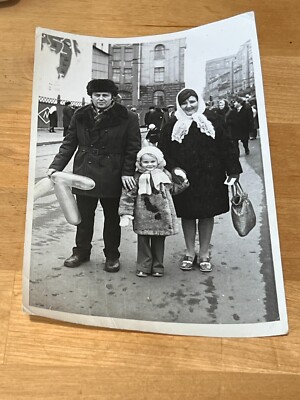 1970s Soviet people Soviet holiday Balloon Child Dad Mother Vintage photo