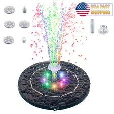 Solar Water Fountain Pump 8 LED RGB Lights Bird Bath Pond Garden Fountain Lights