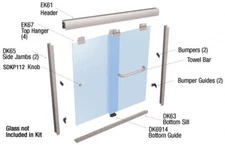 Brushed Nickel 60" x 72" Suite "EK" Series Shower Door Kit GLASS NOT INCLUDED