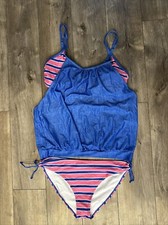 Two Piece Women's Blue Pink XXXL Cute Tank Tankini Swimsuit Bathing Suit NWOT