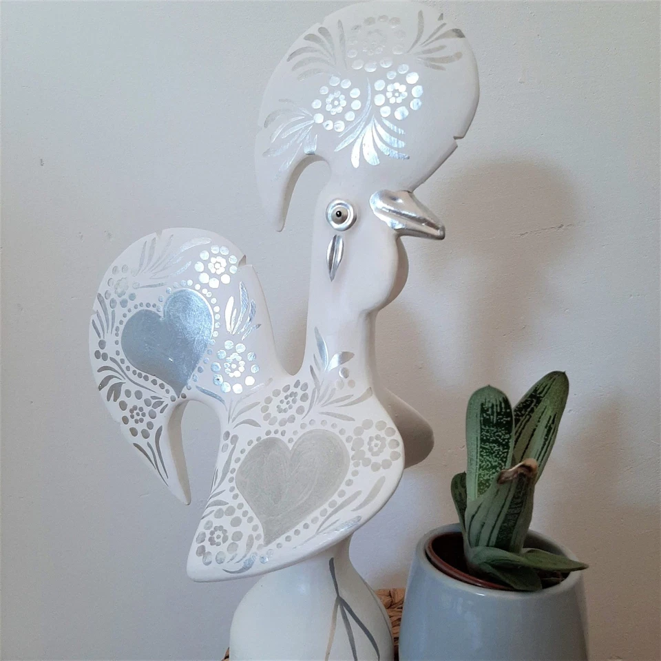 Gallo Portugués Blanco y Plata - 30cm Foto 4 de 4