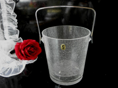 Eiseimer Eisbehälter  Zwiesel Glas Craquelè Eisglas Cocktail Bar Vintage 70er