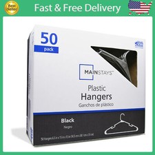 Mainstays Plastic Notched Clothing Hangers, 50 Pack, Black