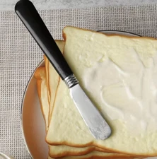 Butter Knife Cheese Spreader Stainless Steel Blade Black Handle Charcuterie New