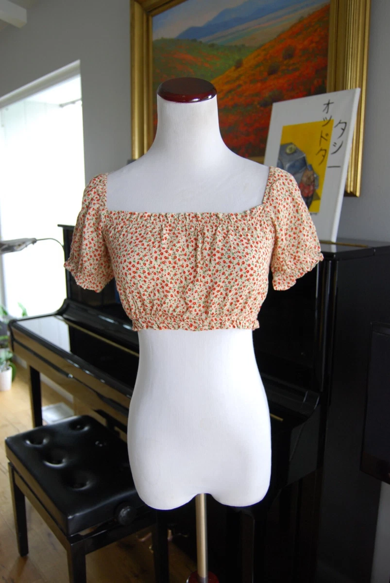 Brandy Melville Red Floral Off The Shoulder Crop Top OS eBay