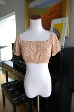 Brandy Melville Red Floral Off The Shoulder Crop Top OS