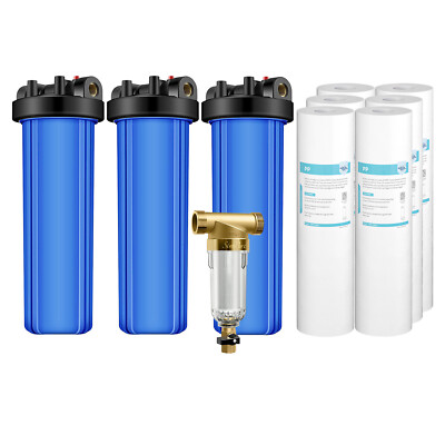 20 Inch Home Whole House Water Filter Housing System 20'' x 4.5'' Sediment 1'' NPT