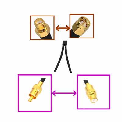 1x SMA to 2x RCA Phono Male/Female antenna Amplifier Splitter/Combiner Y cable
