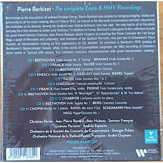 SEALED Pierre Barbizet Beethoven Brahms Chabrier Fauré Enescu – Complete Erato - Bild 2 von 3