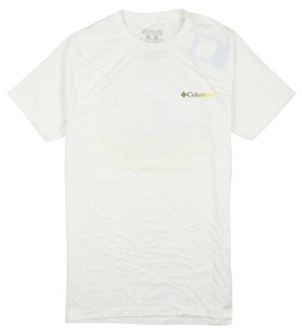 white t shirt with yellow writing