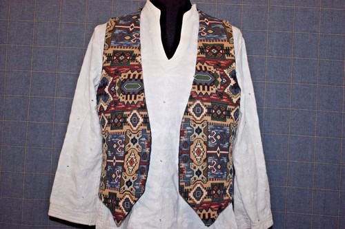 Toby Weston Women's Western Southwest Motif Open Front Vest Sz S Made in USA - Picture 3 of 6