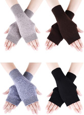 4 Pairs Fingerless Gloves Wool Blend