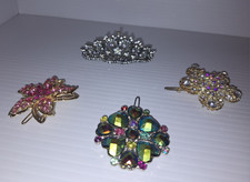 Lot of 4 Metal Rhinestone Bling Floral Flower Tiara Comb Crown Hair Clips Pins