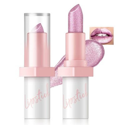 Metallic Pink Frost Glitter Lipstick for Women, Long Lasting High Shine #1