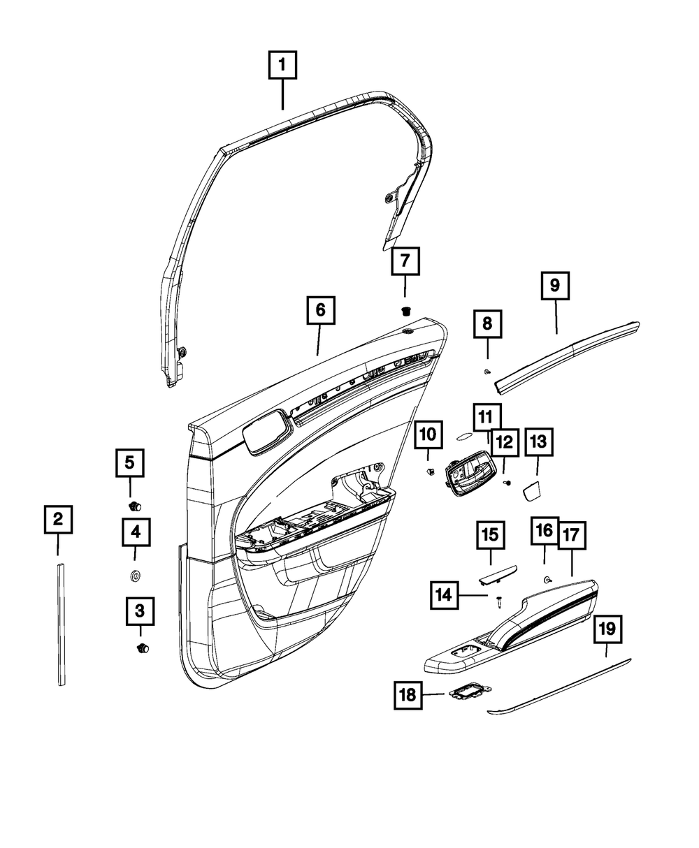 Genuine Mopar Rear Door Trim Armrest Left 1VY71LD4AB