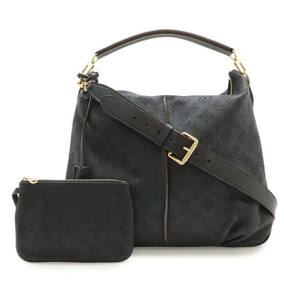 Louis Vuitton Monogram Mahina M93987 Shoulder Bag Logo Leather Noir #BLB867