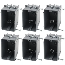 6-Pack Grey 18 cu in Single Gang New Work Electrical Nail Outlet Box ETL
