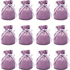 12pcs Velvet Jewelry Bags with Drawstring  Plastic Imitation Pearl Velvet