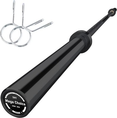 Alloy Steel Weightlifting Barbell 7FT with Knurled Grip, 1500 LB Load Capacity