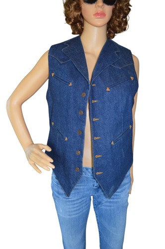 1970s Rare Vintage Ralph Lauren Western Denim Vest Women Size M Excellent Condit