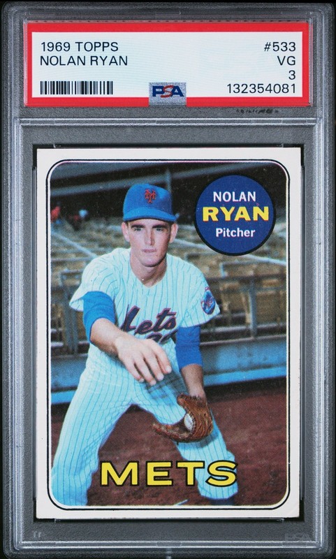 NOLAN RYAN 1969 TOPPS PSA 3 ! *NEW CERT. ! DEAD CENTERED & NO SURFACE PRINT FLAW