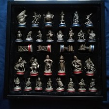 ASTERIX & OBELIX SCHACHSPIEL KOMPLETT Zinnfiguren Marmorplatte Zinn EXTEC RAR!