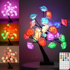 24 LED Rose Tree Lamp, Color Changing Artificial Rose Lamp with Remote, USB