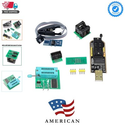 1Set CH341A 24 25 Series EEPROM Flash BIOS USB Programmer+SOIC8  Clip+SPI Fla...