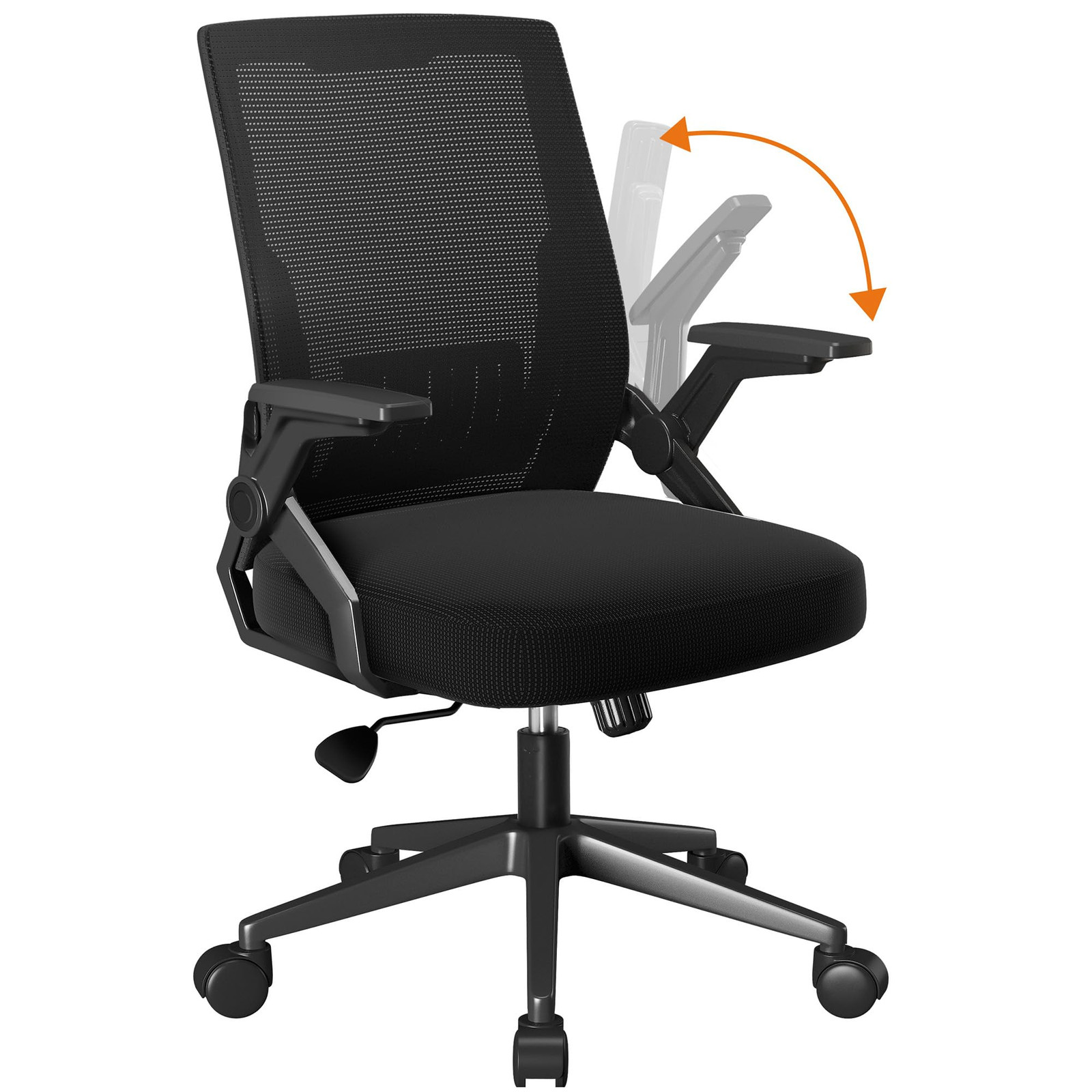 Ergonomic Office Chair with Flip-Up Armrests and Foldable Mesh Design for Comfortable Computer Desk Use