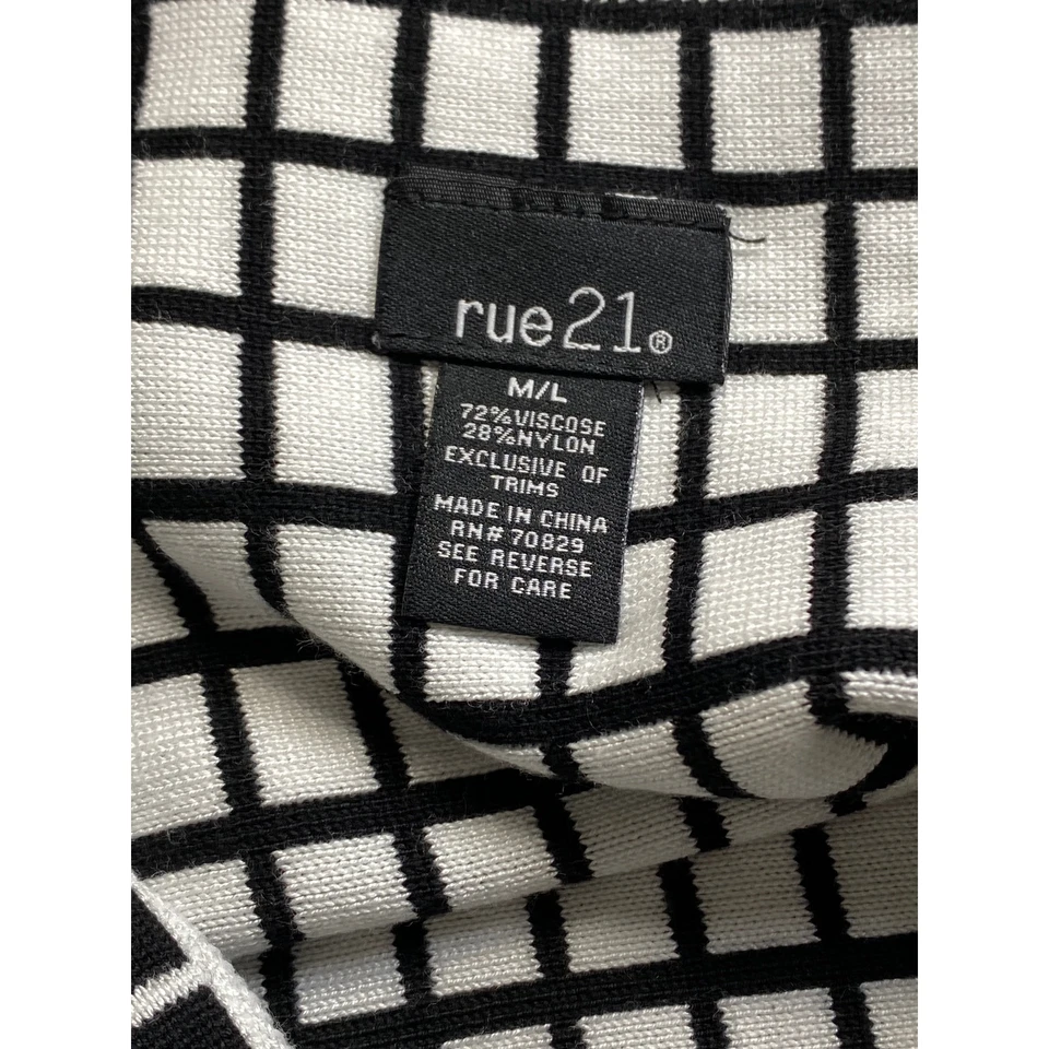 Rue21 оконное стекло плиссированные высокая талия Flare Skater мини юбка размер M/L черный белый - Изображение 3 из 4