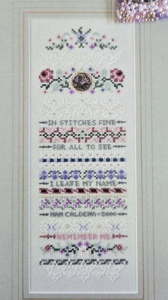 Just Nan Sweet Remembrance Sampler Cross Stitch Patten JNO73 & Embellishments - Image 2 of 4