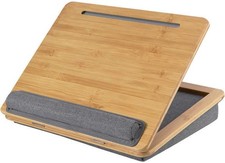 Adjustable laptop desk with cushion, bamboo l...