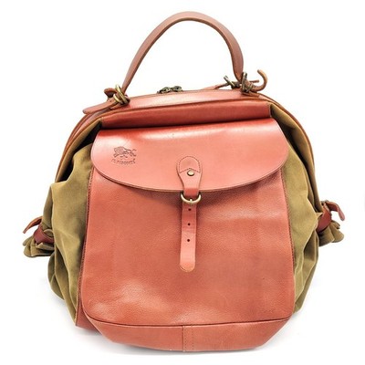 IL BISONTE Canvas Leather Compact Backpack Handbag Designed by W.A.DI.FILIPPO