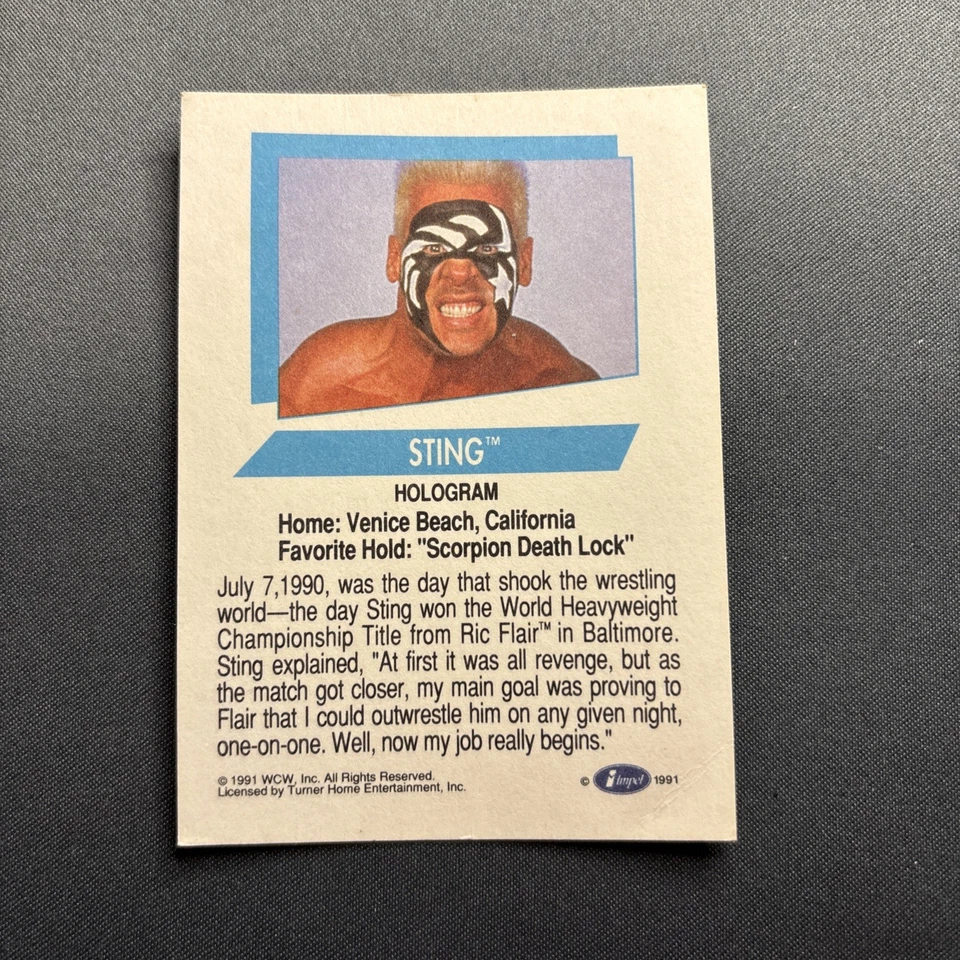 1991 Impel WCW - Жало - Голограмма - РЕДКАЯ - См. Фото для Состояния - ГРУБАЯ - Изображение 2 из 3