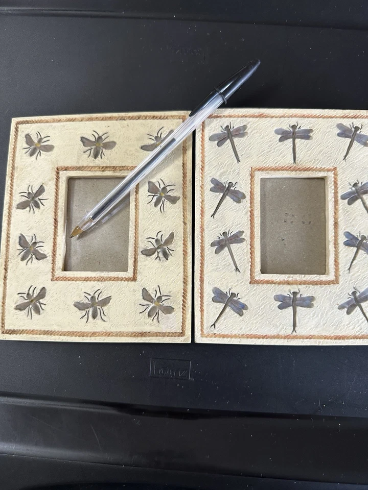 DRAGONFLY and BEE 画框 5x6 2.5 x 1.75 米色树脂 Cottagecore — 第 4/4 张图片