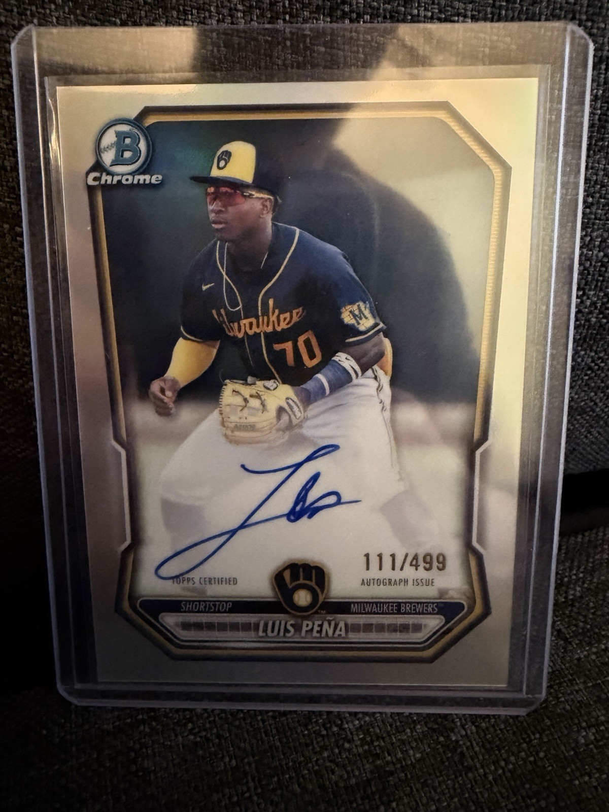 Luis Pena 2026 Bowman Chrome /499 Prospect Auto Brewers CPA-LP
