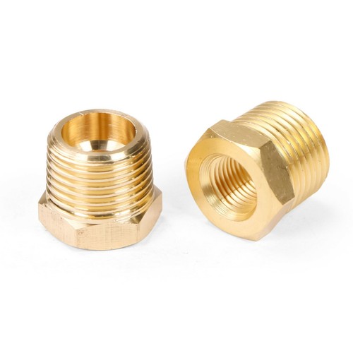 U.S. Solid Brass Fitting Hex Bushing NPT 3/8" Male x 1/8" Female, 2pcs