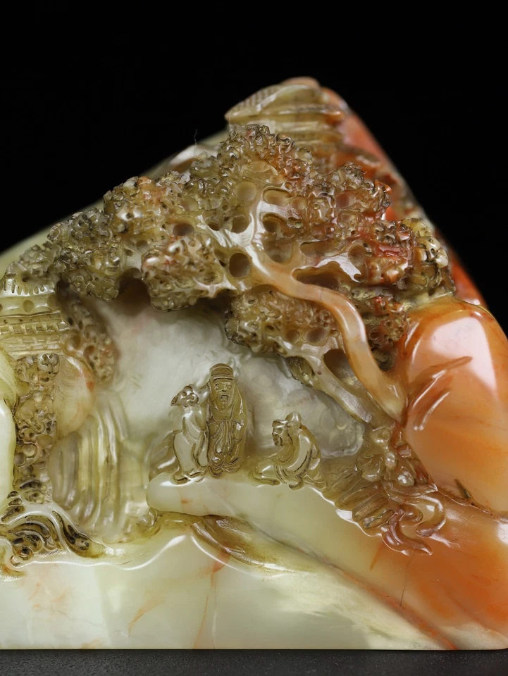 Китайский натуральный камень Shoushan ручной работы пейзаж фигурка печать старинный Hetian - Изображение 4 из 4