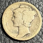 1917-D Mercury Dime — VG-Fine+ Condition Original Surfaces 90% Silver Denver
