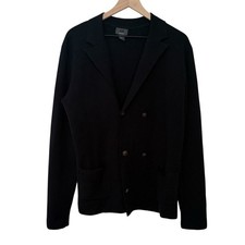 H M Navy Blue Wool Blend Long Sleeve Mens Cardigan Size Medium Academia Preppy