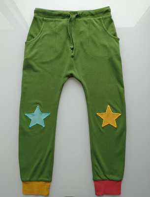 Little Green Radicals ORGANIC Cotton Star Knee Patch Joggers 7-8 Years Green