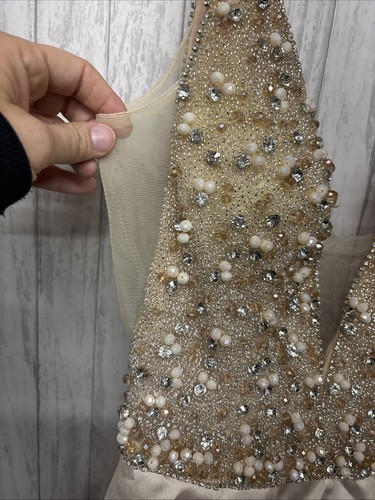 Womens Size 6 Terani Couture Ballgown Prom Dress Champagne Color  - Picture 5 of 18