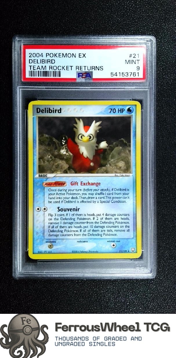 Delibird #21 - 2004 Pokemon Ex Team Rocket Returns - PSA 9 Yuka Morii