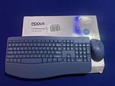 Peious Ergonomic Keyboard and Mouse Combo - Full Size Keyboard Cordless Blue